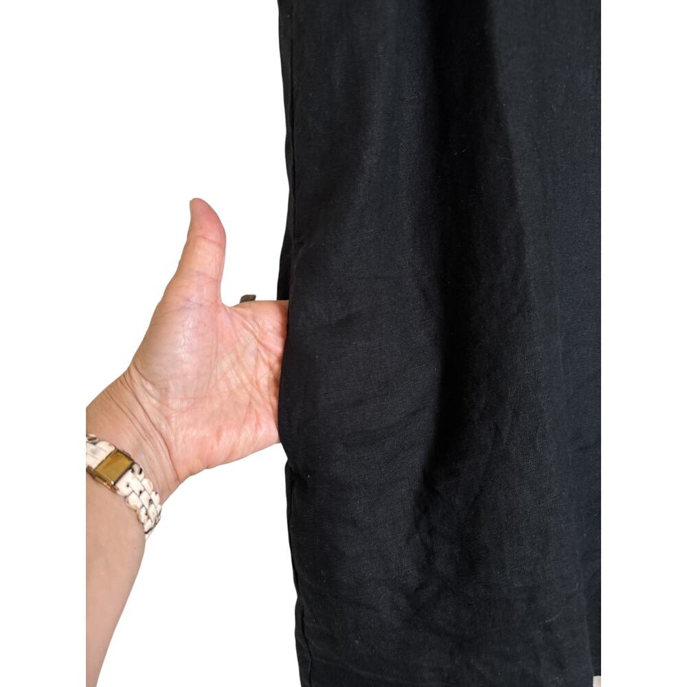 Quince 100% European Linen Tank Mini Dress Black L NWT Sleeveless - Picture 6 of 12